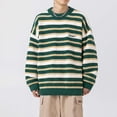 thumbnail image 2 of MIASHUI Tricot Épais à Rayures Color Block pour Hommes Style Japonais Vintage Col Rond Cardigan à Manches Longues Vert,TTG, 2 of 6