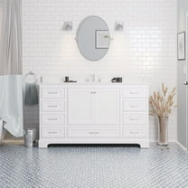 Harper 60" Single Bathroom Vanity with White Cabinet and Engineered Marble Top
