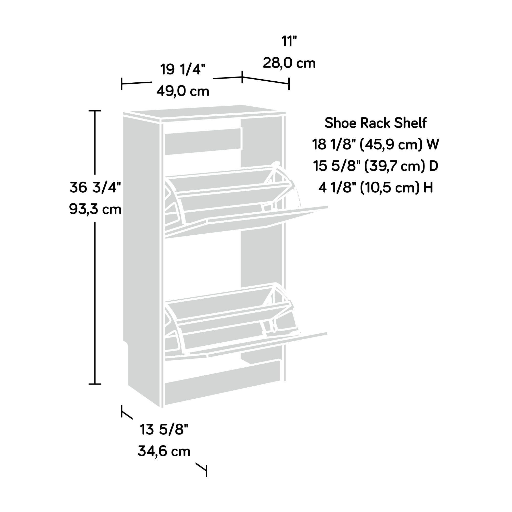 Sauder Shoe Storage Cabinet with Compartments White Finish