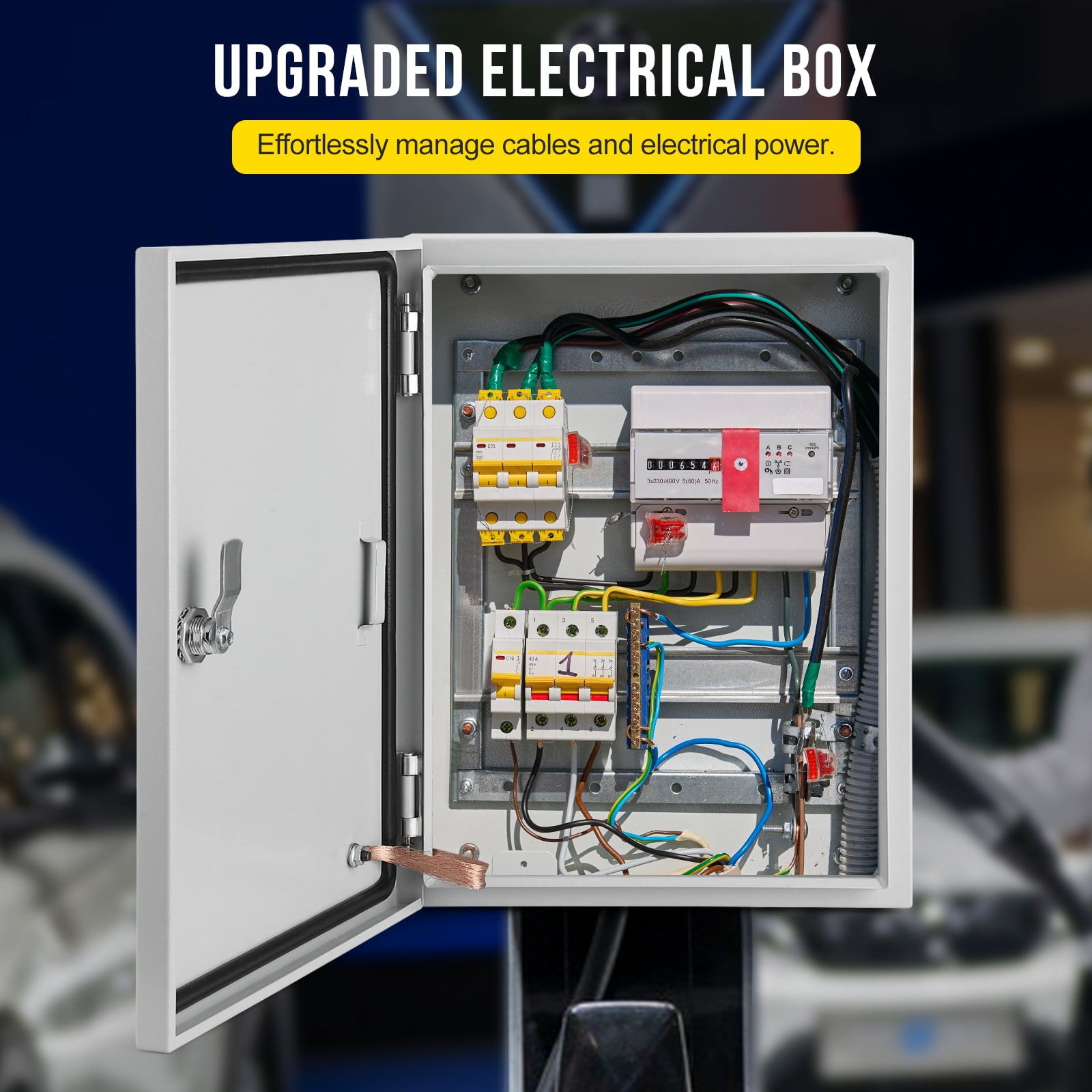 Junction Box, Steel Electrical Box, NEMA 4X Electrical Enclosure Box IP66 Waterproof & Dustproof, Universal Electrical Project Box with Lock & Mounting Plate