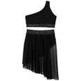 thumbnail image 4 of Riismen Kids Girls Lyrical Dance Dress Crop Tops with Skirt Leotard Ballet Dance Outfits Ballroom Dancewear Black 6, 4 of 6