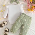 thumbnail image 6 of larppty Newborn Baby Girl Clothes Rib Knit Romper Daisy Print Pants Infant Girl Outfit with Headband, 6 of 7