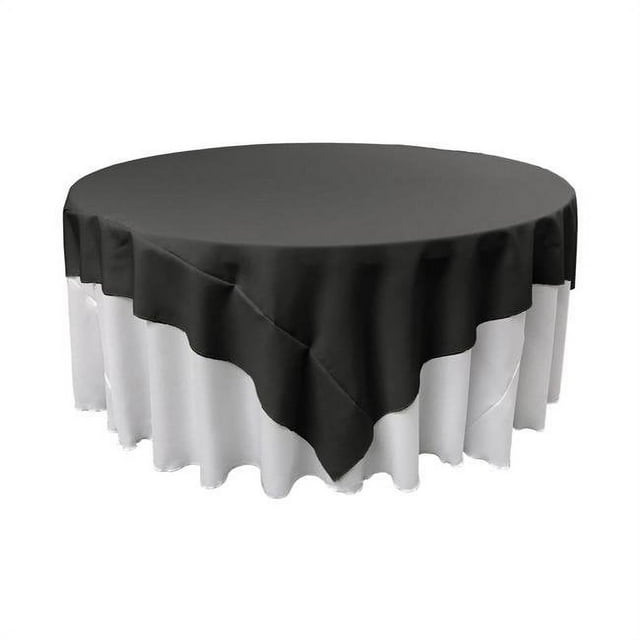 LA Linen TCpop90x90-BlackP24 Nappe Carrée en Popeline de Polyester Noir - 90 x 90 Po.