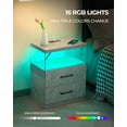 thumbnail image 6 of Set of 2 Nightstands LED Nightstand with Charging Station, 2 Drawers Night Stand with LED Lights for Bedroom, Modern Bedside Table for Bedroom (Gray, 2 PCS), 6 of 7