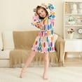 thumbnail image 3 of FORMRS Niños Bathrobe Unisex Hooded Robe Soft Plush Pajamas Sleepwear, Size 4-6T, Watercolor Circles, 3 of 7