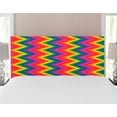 thumbnail image 1 of Groovy Headboard, Rainbow Zig Zag Vertical Chevron Pattern Geometric Striped Repeat Vibrant Colors, Upholstered Decorative Metal Bed Headboard with Memory Foam, Full Size, Multicolor, by Ambesonne, 1 of 4