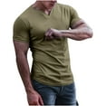 thumbnail image 4 of Camiseta de manga corta ajustada con cuello en V redondo liso informal para hombre Pompotops oipoqjl34164, 4 of 8