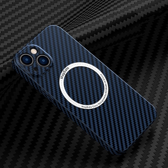 SaniMore for iPhone 15 Plus 6.7" 2023, Carbon Fibre Texture Shockproof Anti-drop Anti-fingerprint Lens All-inclusive Heavy Duty Protective Slim Light Wireless Charging Magnetic Cover,
Blue