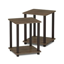 Furinno Engineered Wood Simplistic End Table in Walnut/Brown (Set of 2)