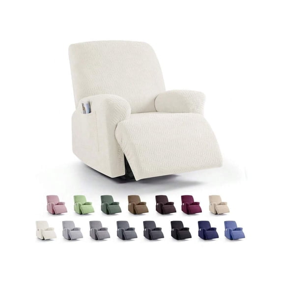 Recliner Covers Stretch Reclining Chair Covers Recliner Sofa Slipcovers Stripe Jacquard Recliner Couch Covers Furniture Protector Covers For Pet Kid 1 Seater Cream