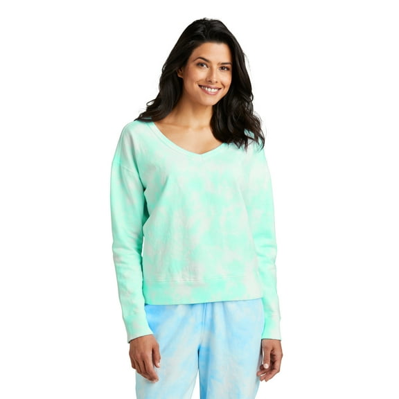 Port & Company Ladies Beach Wash Cloud Tie-Dye V-Neck Sweatshirt LPC140V