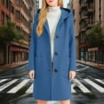 thumbnail image 6 of Trench Coat Women Sevevn Womens Wool Blend Pea Coat Fashion Winter Dressy Overcoat Single Breasted Trench Jackets with Hood, 6 of 9