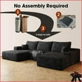 thumbnail image 3 of 107" Modern Minimalist Plush Corduroy Sectional Sofa with Ottoman | No Assembly | Living Room | Square Arms | Foam | Cushion Back, 3 of 7