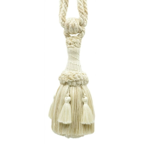 DECOPRO Beautifully Handcrafted Curtain & Drapery Tassel Tieback with Matte Finish, Tassel Length 6" (15cm), Spread 30" (76cm) # TBEMP6, Cream Ivory #W13 (White Ivory, Cream Ivory, Off White) Set of 4