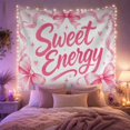 thumbnail image 2 of Sweet Energy Script Text with Decorative Elements, Dreamy Watercolor for Teen Girls, Feminine Bow Wall Art, Birthday Gift Tapestry Wall Hanging for Bedroom and Dorm, 2 of 7