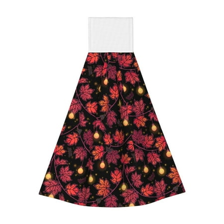 

Horeoi Beautiful Maple Leaf Lantern Print Coral Fleece Microfiber Hanging Hand Towel Absorbent Hand Towel Quick Dry Thicken Cleaning Cloths Wipes Rags for Kitchen & Bathroom