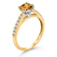 thumbnail image 3 of Gem Stone King 10K Yellow Gold 8MM Cushion Checkerboard Cut Yellow Citrine and White Lab Grown Diamond Engagement Ring for Women (2.18 Cttw, Gemstone November Birthstone, Size 8), 3 of 4