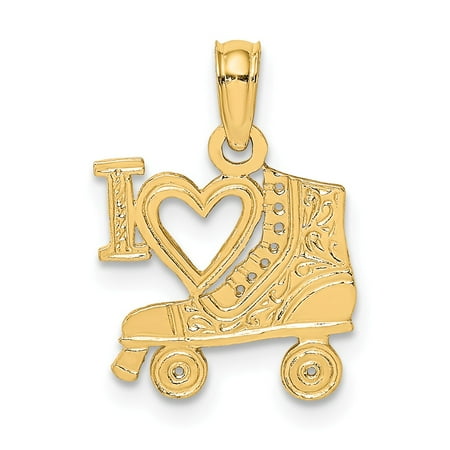 14k Roller - 14k Yellow Gold I Heart Roller Skating