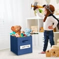 thumbnail image 5 of 13x13 Inch Cube Storage Bins(Set of 8)-Basket Bins with 8 Labels Window Cards & a Pen - Collapsible Storage Organizer Boxes Cube For Nursery Home & Office-Blue, 5 of 5