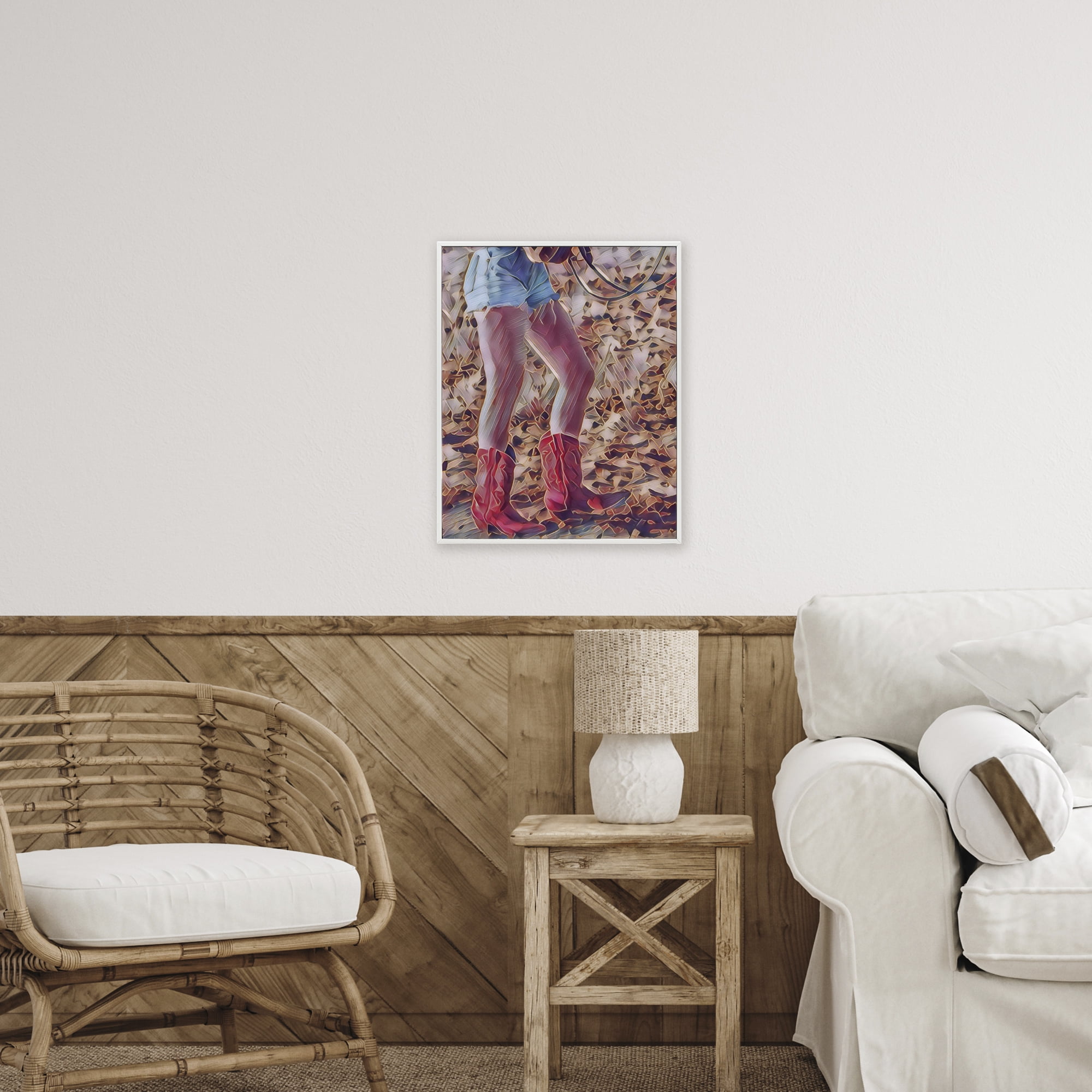 Rancher Gal Cowgirl White Framed Giclee Art, design by Jesse Keith