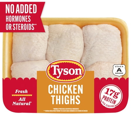 Tyson All Natural, Fresh Chicken Thighs, 1.75 - 2.8 lb Tray