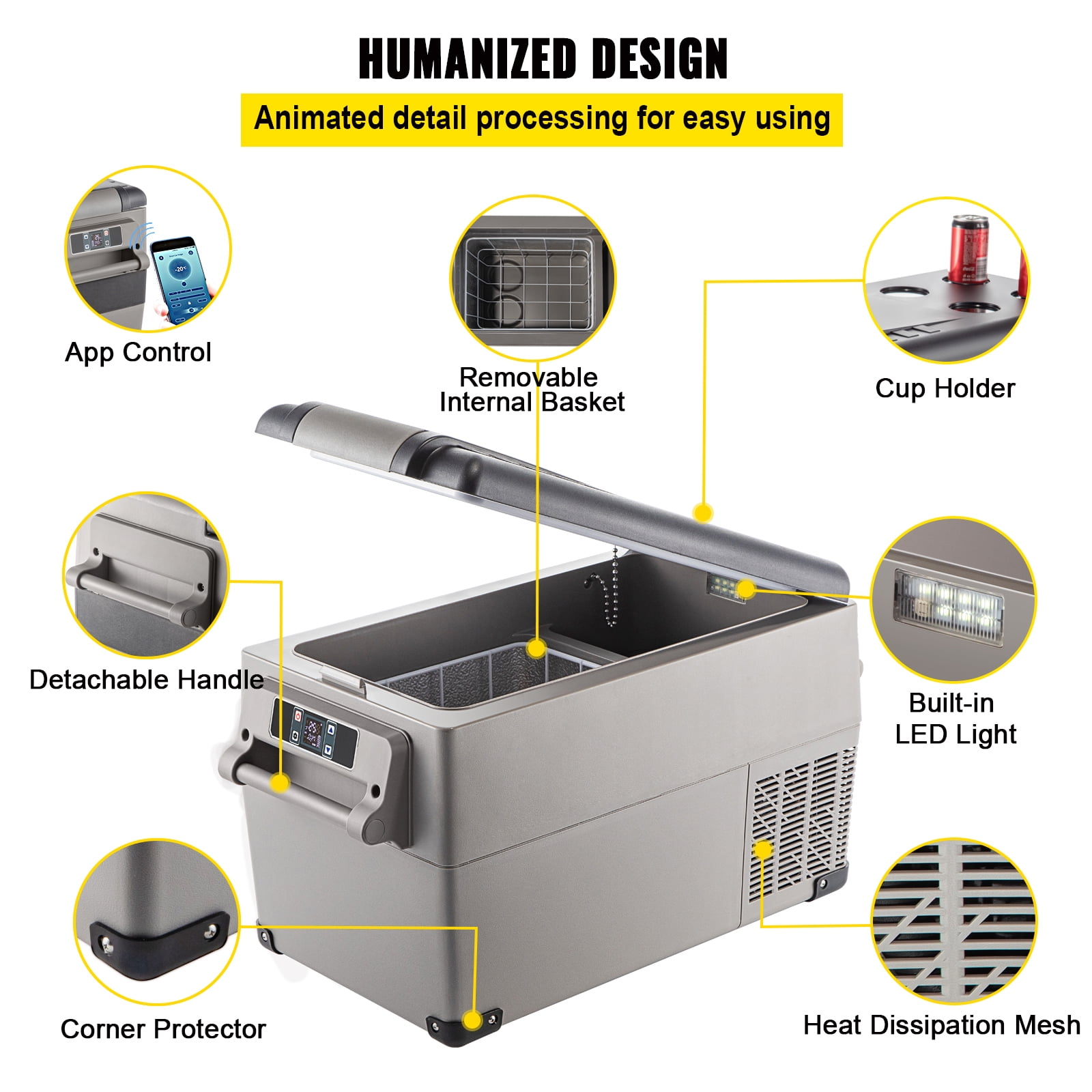 VEVOR 37Qt Compressor Portable Small Refrigerator Cooler Freezer Home And Car Vehicular Fridge