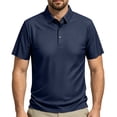 thumbnail image 4 of KLHDSF Men's Casual Polo Shirts Summer Short Sleeve Textured Polo Shirt Collared Business Work Daily Tops Navy XXL, 4 of 5