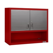 Seville Classics UltraHD® Double Door Lockable Wall Cabinet with Open Shelf, 36" W x 12" D x 30" H, Red