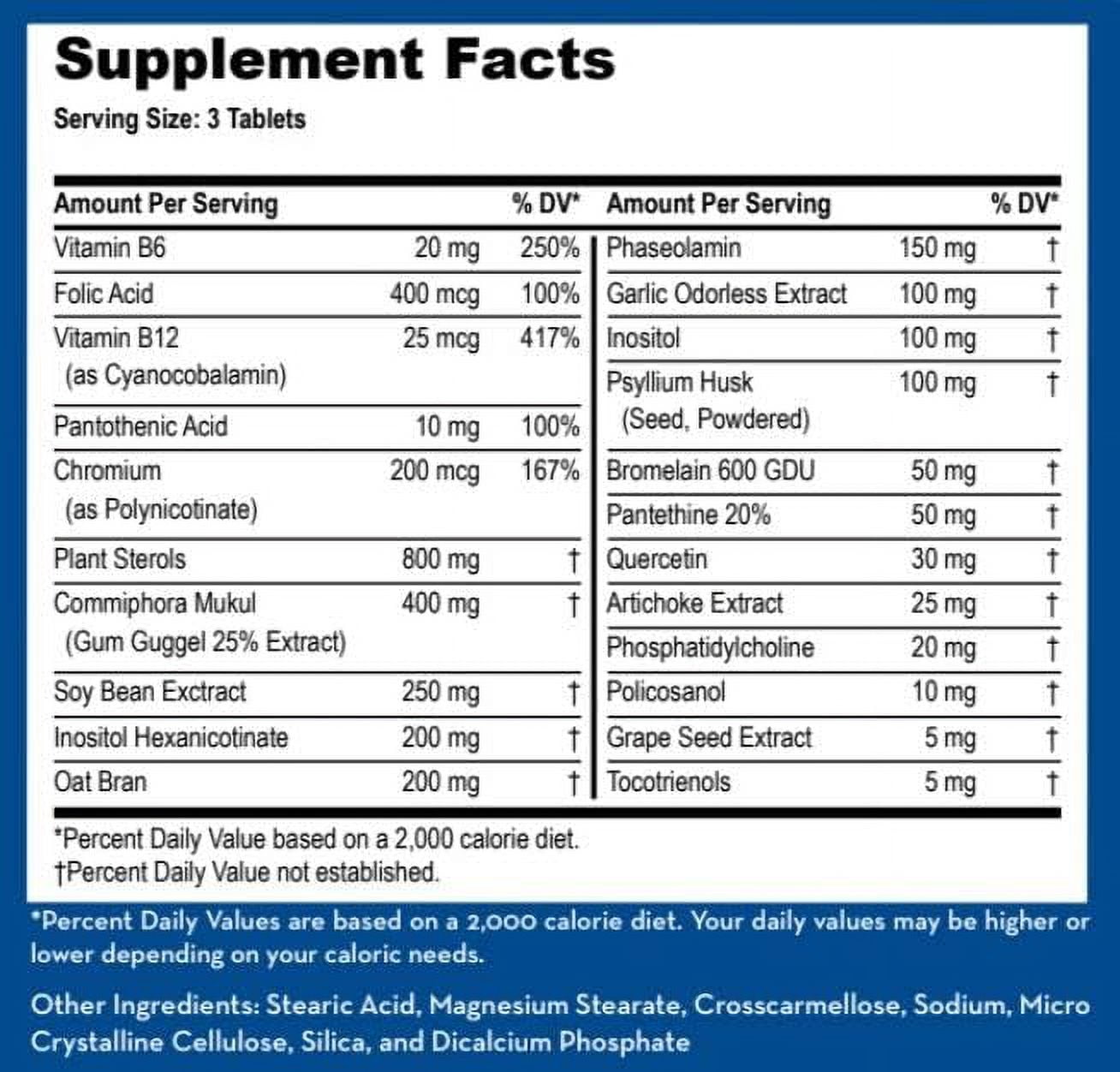 LifeSource Vitamins Cholesterol Support for Heart Health - 23 Natural Ingredients, 90 Tablets