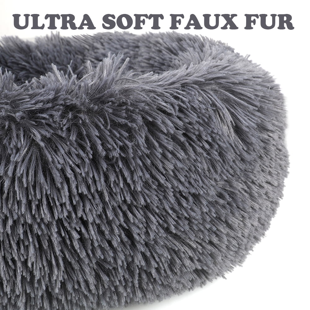 Round Plush Pet Bed for Dogs & Cats,Fluffy Soft Warm Calming Dog Bed Sleeping Kennel Nest,16 x 16 x 5.5"