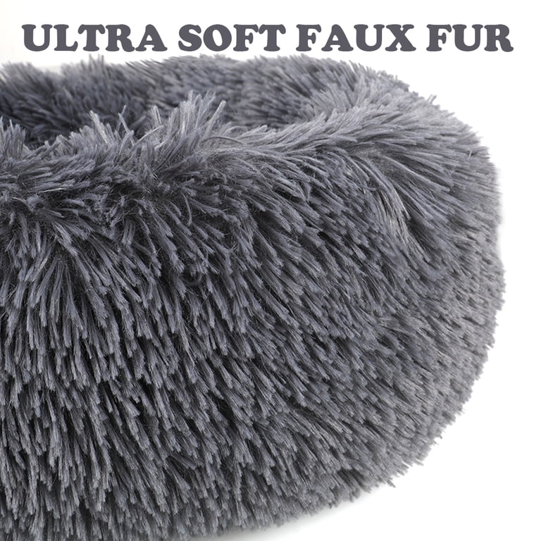 Lucky Monet Round Plush Pet Bed, 20"x20", Gray photo 3