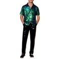 thumbnail image 2 of Lars Amadeus Sequin Dress Shirt for Men's Short Sleeve Button Down 70s Disco Costume Party Shirts XL Dark Green, 2 of 4