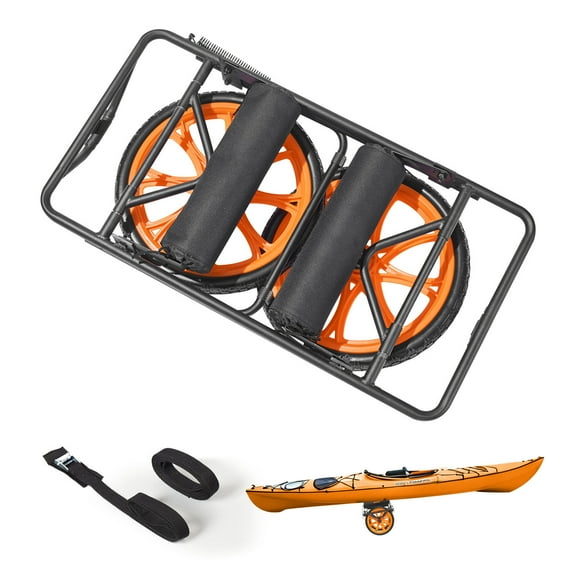 KFFKFF Kayak Cart with 330 lbs Capacity, Canoe Dolly Featuring 15-inch Solid Rubber Tires & Kickstand, Quick Assembly and Disassembly, Ideal for Kayaks, Canoes, and Paddleboards