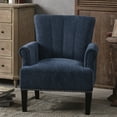 thumbnail image 2 of Living Room Accent Armchair with High Backrest and Rolled Arm, Modern Upholstered Chair with Rivet Trim and Rubber Wood Legs Suitable for Bedroom Apartment and Office, Navy, 2 of 7