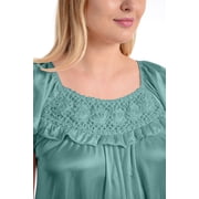 EZI Nightgowns for Women - Soft & Breathable Satin Night Gowns for Adult Women - Medium to Plus Size Womens Sleep Shirts - Long Mid-Length Nightgown