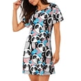 thumbnail image 2 of Honeii Panda Cute Hearts Print Women's Loose Short Sleeve Nightgown, Soft Cotton Sleepwear, Comfy Loose Fit Pajama Dress for Sleep and Lounge, 2 of 6