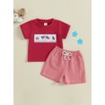 thumbnail image 4 of BemeyourBBs Toddler Baby Boy 4th of July Outfit Patriotic Independence Day Summer Clothes Cute Popsicle American Flag Embroidered Short Sleeve Tshirts Plaid Shorts Set, 4 of 9