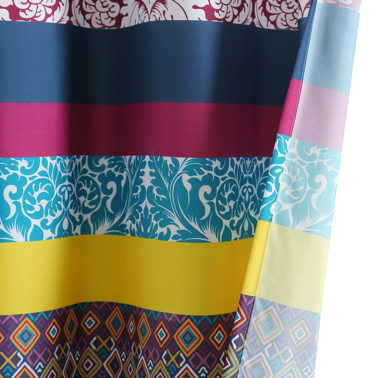 Boho Medallion Shower Curtain With Tassels - 72x72 Inches, Turquoise & Tangerine Boho Bathroom Decor