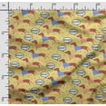 thumbnail image 2 of Soimoi Dog Printed, Cotton Satin Spandex, Sewing Fabric by The Yard 54 Inch Wide, Decorative Fabric for Dresses and Home Accents, Yellow, 2 of 5