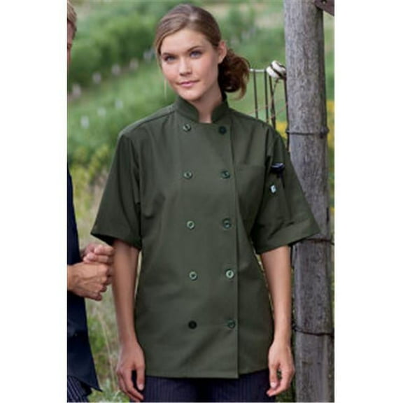 0415-6509 South Beach Chef Coat Short Sleeve in Olive - 5XLarge