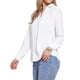 thumbnail image 4 of Camisa de botón con cuello INSPIRE CHIC de manga larga para mujer 2025 Blusa casual de negocios Talla XS Blanca, 4 of 6