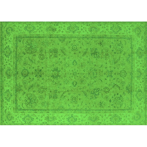 Ahgly Company Indoor Rectangle Oriental Green Traditional Area Rugs, 2' x 5'