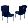 thumbnail image 1 of Double Tufted Navy Blue Velvet Side Chairs with Silver Stainless Steel Legs, 1 of 2
