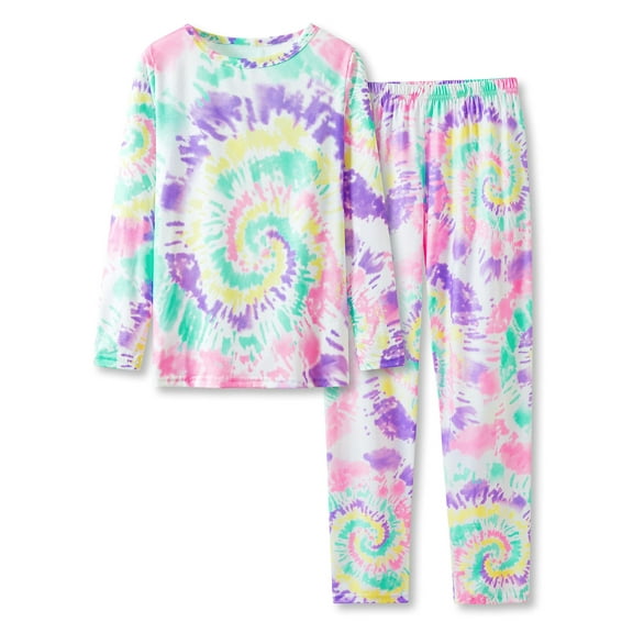 Tebbis Trendy Tie Dye Spiral Pajamas for Girls 2-Piece Soft Long Sleeve & Pants PJ Set Jammies Size 10