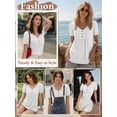 thumbnail image 5 of MOYIKO Blouses for Women Pleated Button Puff Short Sleeve Shirts Dressy Casual V Neck Tunic Tops Summer Shirts, 5 of 7