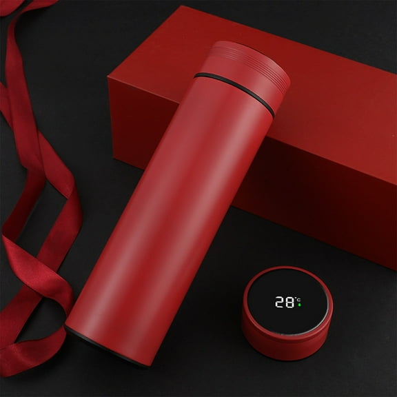 Kchsj Smart Water Bottle with LED Temperature Display,304 Stainless Steel Vacuum Insulated Thermos 500ML,Digital Touch Screen Leakproof Travel Mug for Coffee,Reusable BPA Free Gift Men Women Red