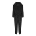 thumbnail image 6 of Penkiiy Women's Winter Ear Buttoned Flap Functional Costume Zipper Front Hooded Lounge Jumpsuit Comfortable Pajamas S Black, 6 of 7