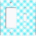 thumbnail image 2 of Metal Light Switch Wall Plate Outlet Cover (Neon Blue Gingham Picnic Wallpaper - Single Rocker Single Toggle), 2 of 2