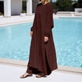 thumbnail image 2 of Women'S 2-Piece Modest Maxi Set: Oversized Tunic & Wide-Leg Pants With Hidden Adjustable Belt & Gold Buttons - Casual Daily Wear, 2 of 4