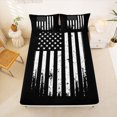 thumbnail image 5 of Manfei Vintage American Flag Queen Sheets,White Black Queen Sheet Sets,4pcs,1 Flat Sheet, 1 Fitted Sheet and 2 Pillowcases, 5 of 6
